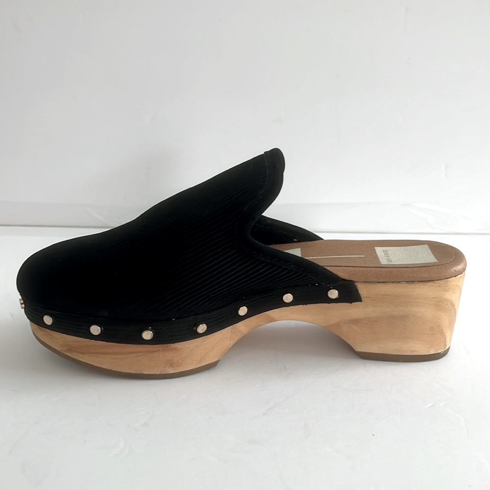 Dolce Vita Black Nubuck Slip On Block Heel Clogs Platform Shoes Size 6.5 NEW - Picture 6 of 10